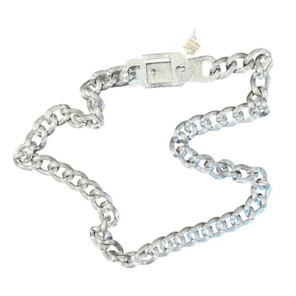 Vintage Silver Metal Chain Link Retro Mod Body Belt Hong Kong M